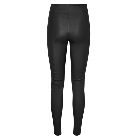 Mos Mosh Lucia Stretch Leather Leggings, Sort